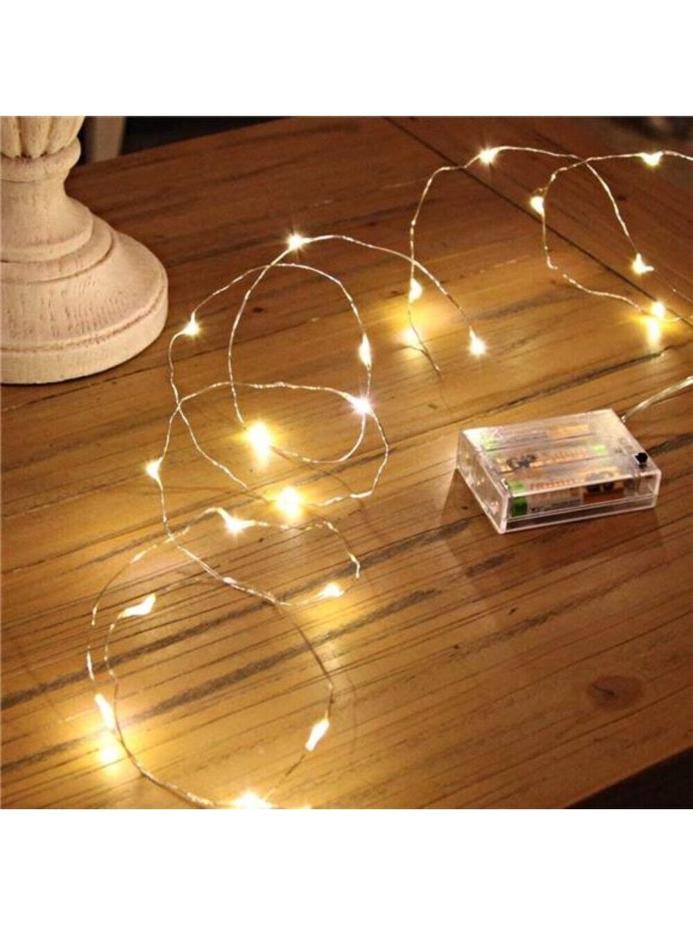 Warm White LED Fairy String Lights Battery Operated Copper Wire Room Decor